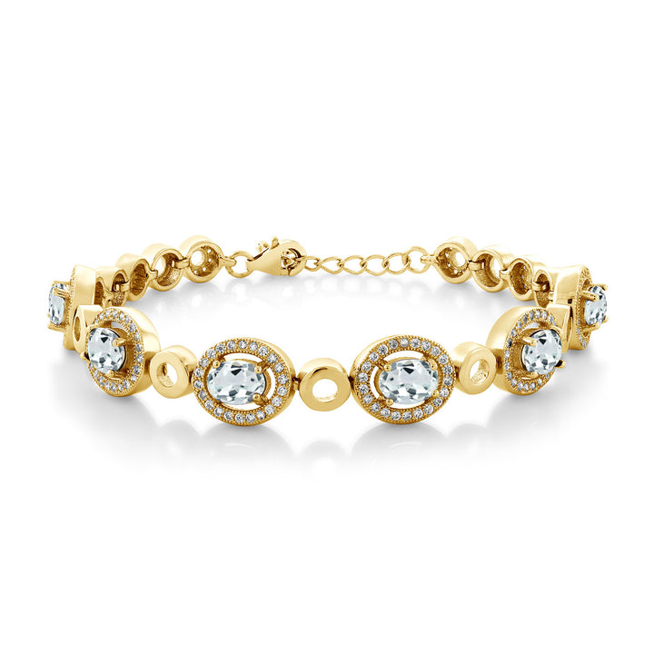 Aquamarine - March_Bracelet in 925 Yellow Gold Plated Silver