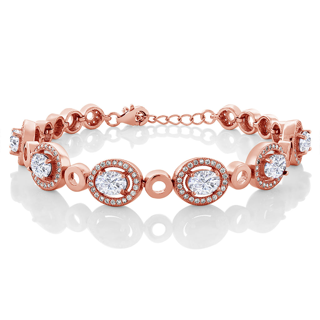 White Moissanite - April_Bracelet in 925 Rose Gold Plated Silver