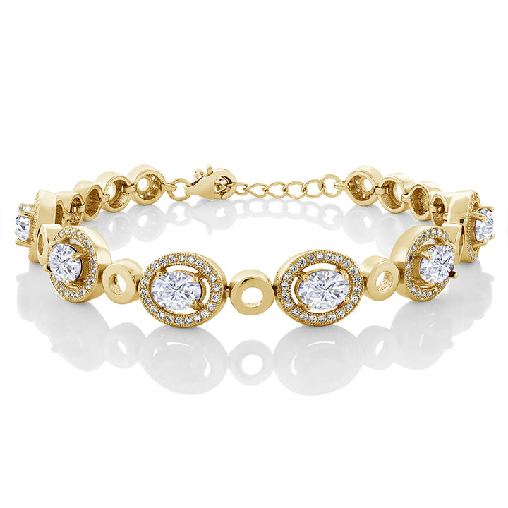 White Moissanite - April_Bracelet in 925 Yellow Gold Plated Silver