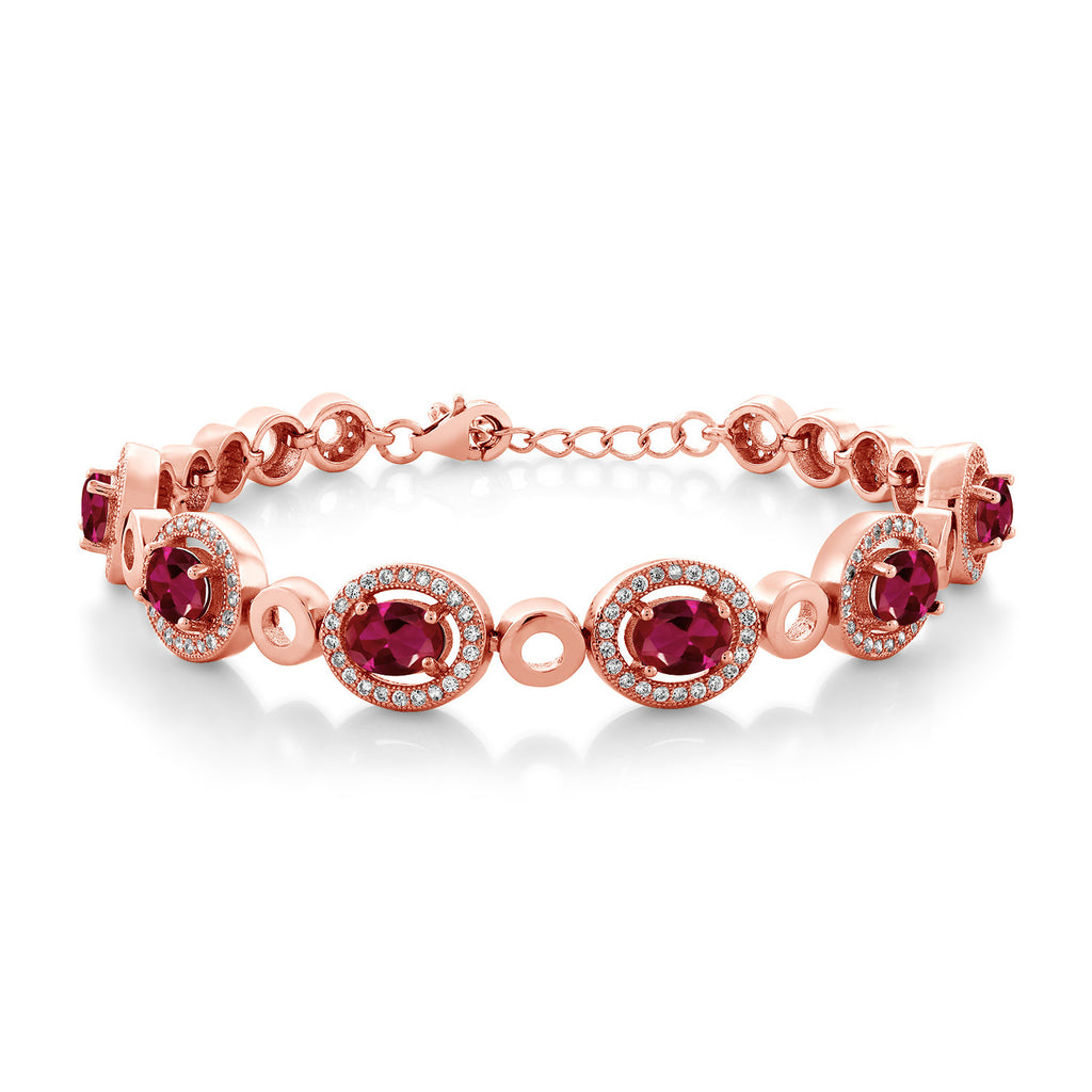 Created Ruby - July_Bracelet in 925 Rose Gold Plated Silver