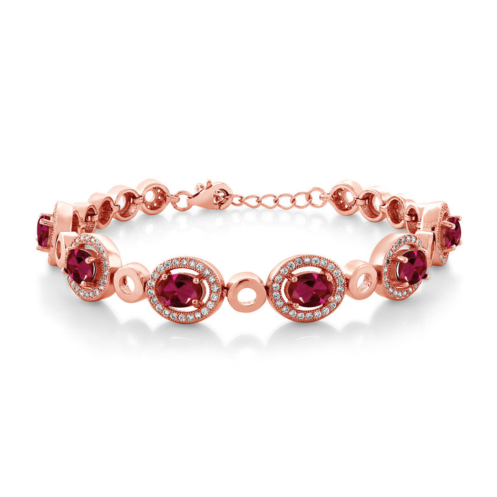 Created Ruby - July_Bracelet in 925 Rose Gold Plated Silver