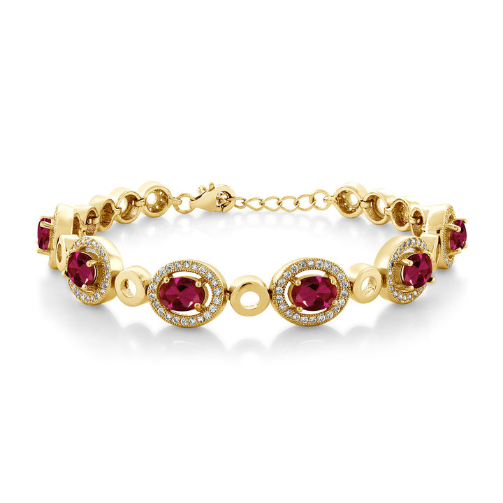 Created Ruby - July_Bracelet in 925 Yellow Gold Plated Silver