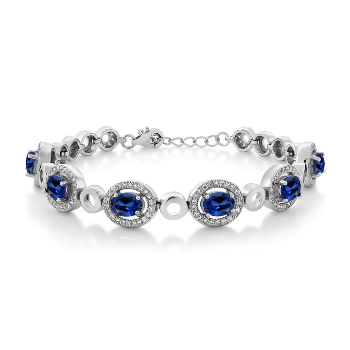 Blue Created Sapphire - September_Bracelet in 925 Sterling Silver