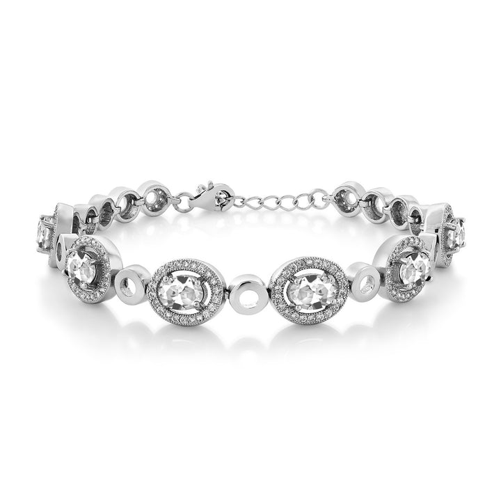 White Created Sapphire - September_Bracelet in 925 Sterling Silver