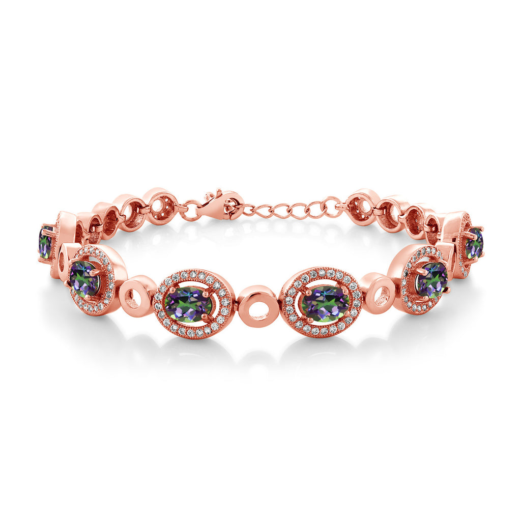 Green Mystic Topaz_Bracelet in 925 Rose Gold Plated Silver