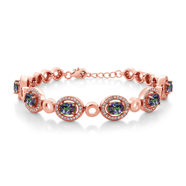 Green Mystic Topaz_Bracelet in 925 Rose Gold Plated Silver
