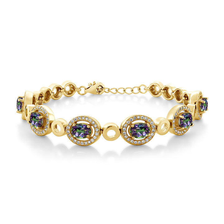Green Mystic Topaz_Bracelet in 925 Yellow Gold Plated Silver