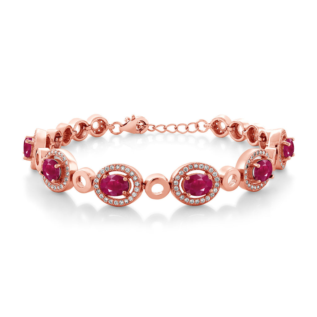 Ruby - July_Bracelet in 925 Rose Gold Plated Silver