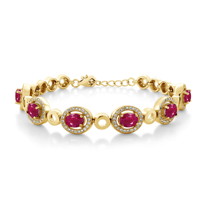 Ruby - July_Bracelet in 925 Yellow Gold Plated Silver