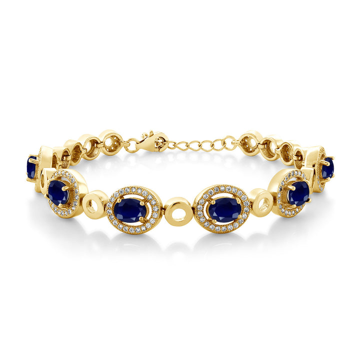 Blue Sapphire - September_Bracelet in 925 Yellow Gold Plated Silver