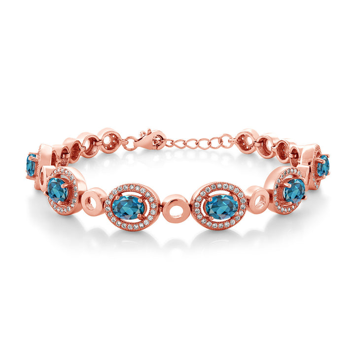 London Blue Topaz - November_Bracelet in 925 Rose Gold Plated Silver