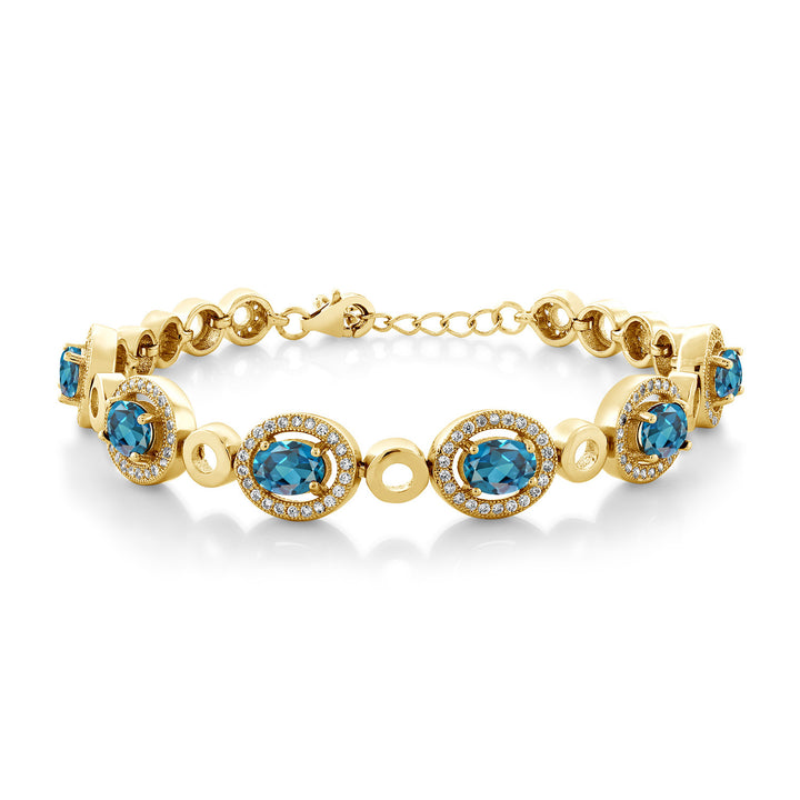 London Blue Topaz - November_Bracelet in 925 Yellow Gold Plated Silver