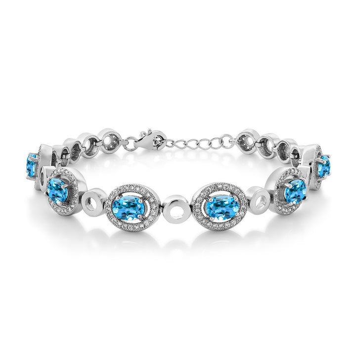 Swiss Blue Topaz - November_Bracelet in 925 Sterling Silver
