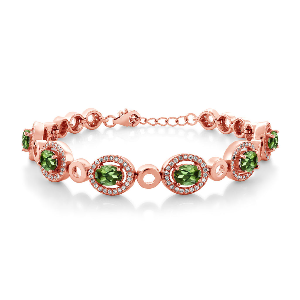 Green Tourmaline - October_Bracelet in 925 Rose Gold Plated Silver