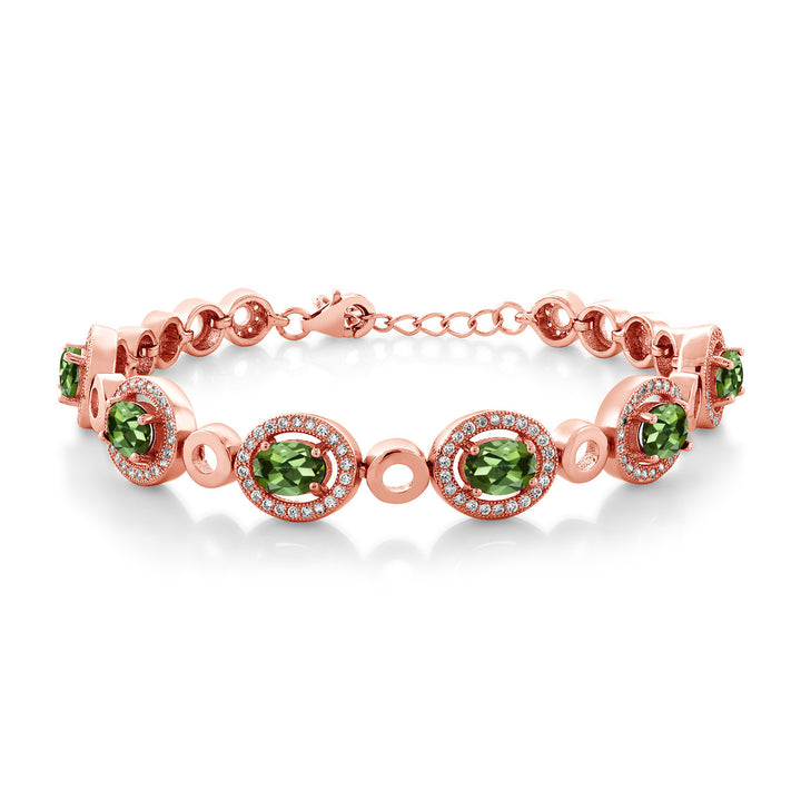 Green Tourmaline - October_Bracelet in 925 Rose Gold Plated Silver