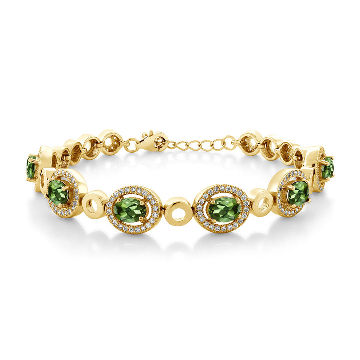 Green Tourmaline - October_Bracelet in 925 Yellow Gold Plated Silver