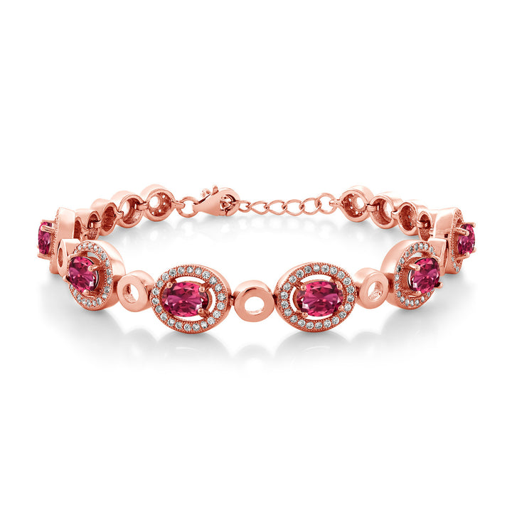 Pink Tourmaline - October_Bracelet in 925 Rose Gold Plated Silver