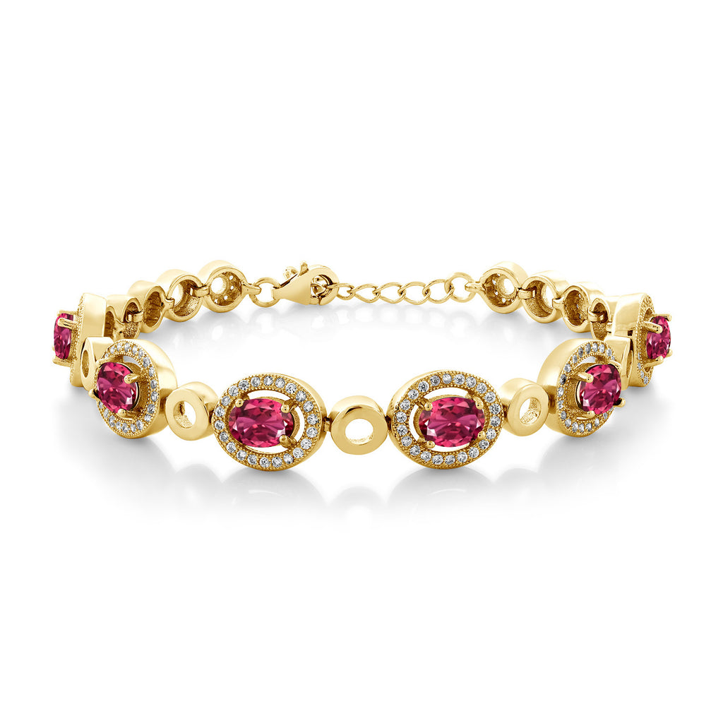 Pink Tourmaline - October_Bracelet in 925 Yellow Gold Plated Silver