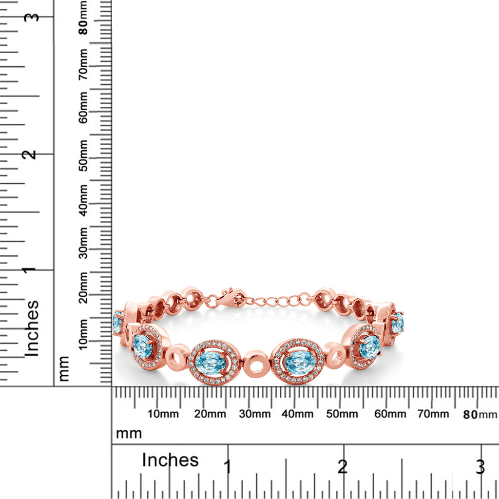 Blue Zircon_Bracelet in 925 Rose Gold Plated Silver