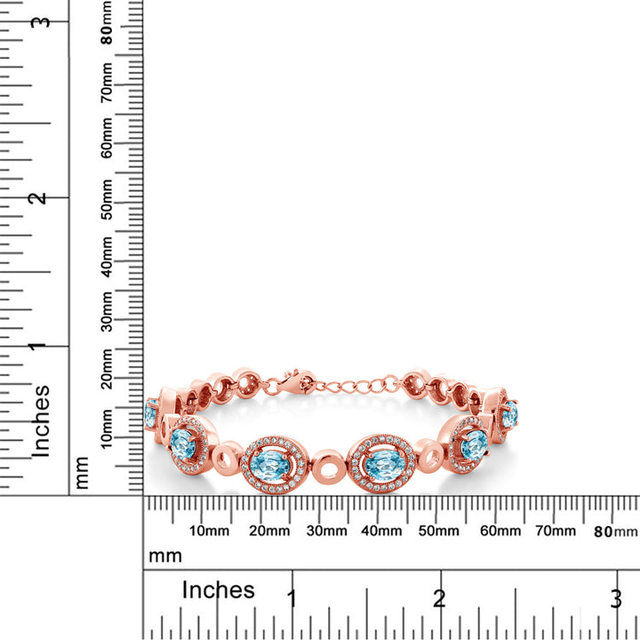 Blue Zircon_Bracelet in 925 Rose Gold Plated Silver
