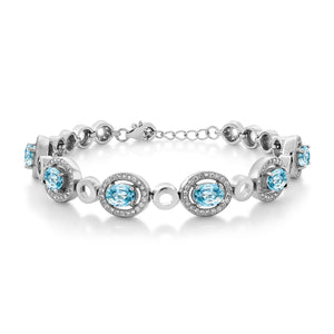 Blue Zircon_Bracelet in 925 Sterling Silver