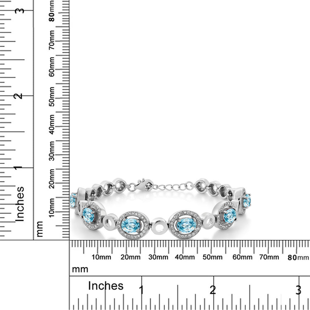 Blue Zircon_Bracelet in 925 Sterling Silver