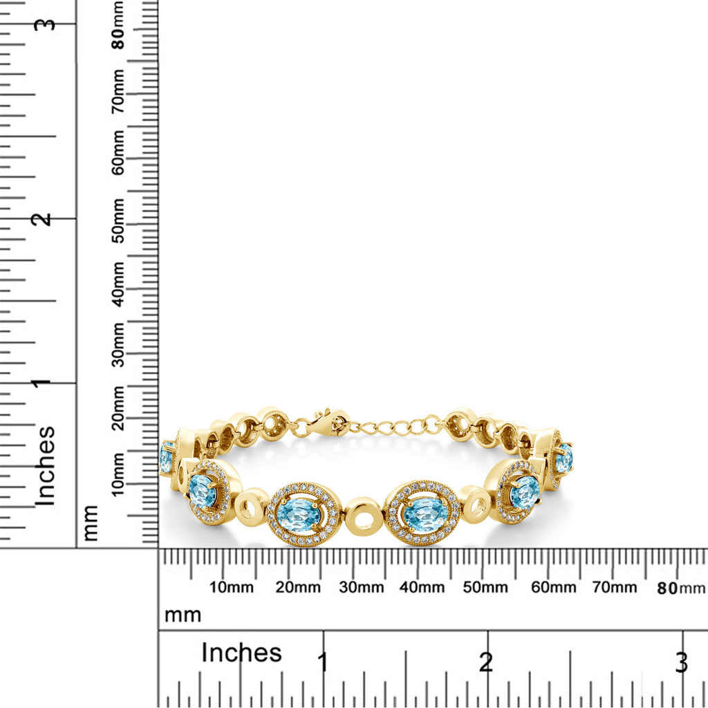 Blue Zircon_Bracelet in 925 Yellow Gold Plated Silver