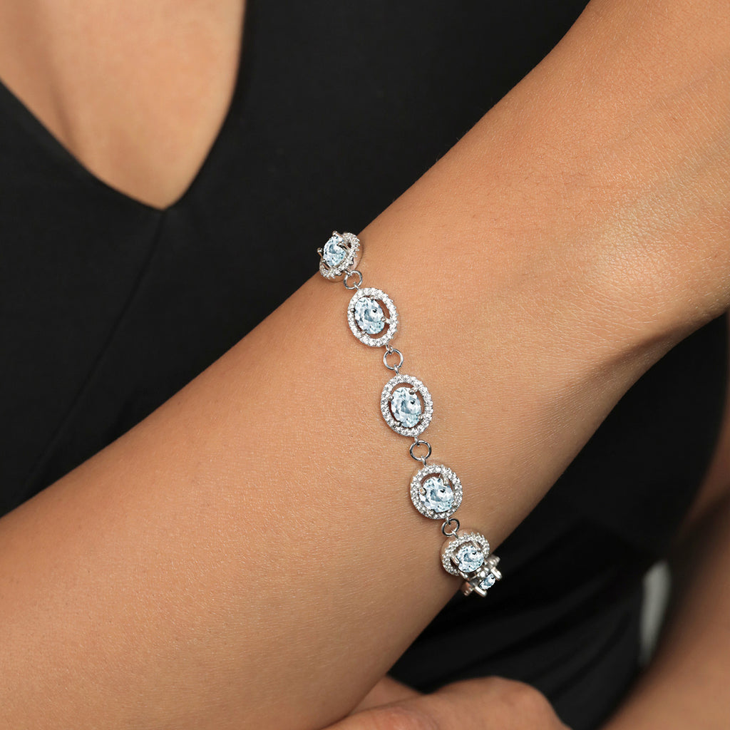 Aquamarine - March_Bracelet in 925 Sterling Silver