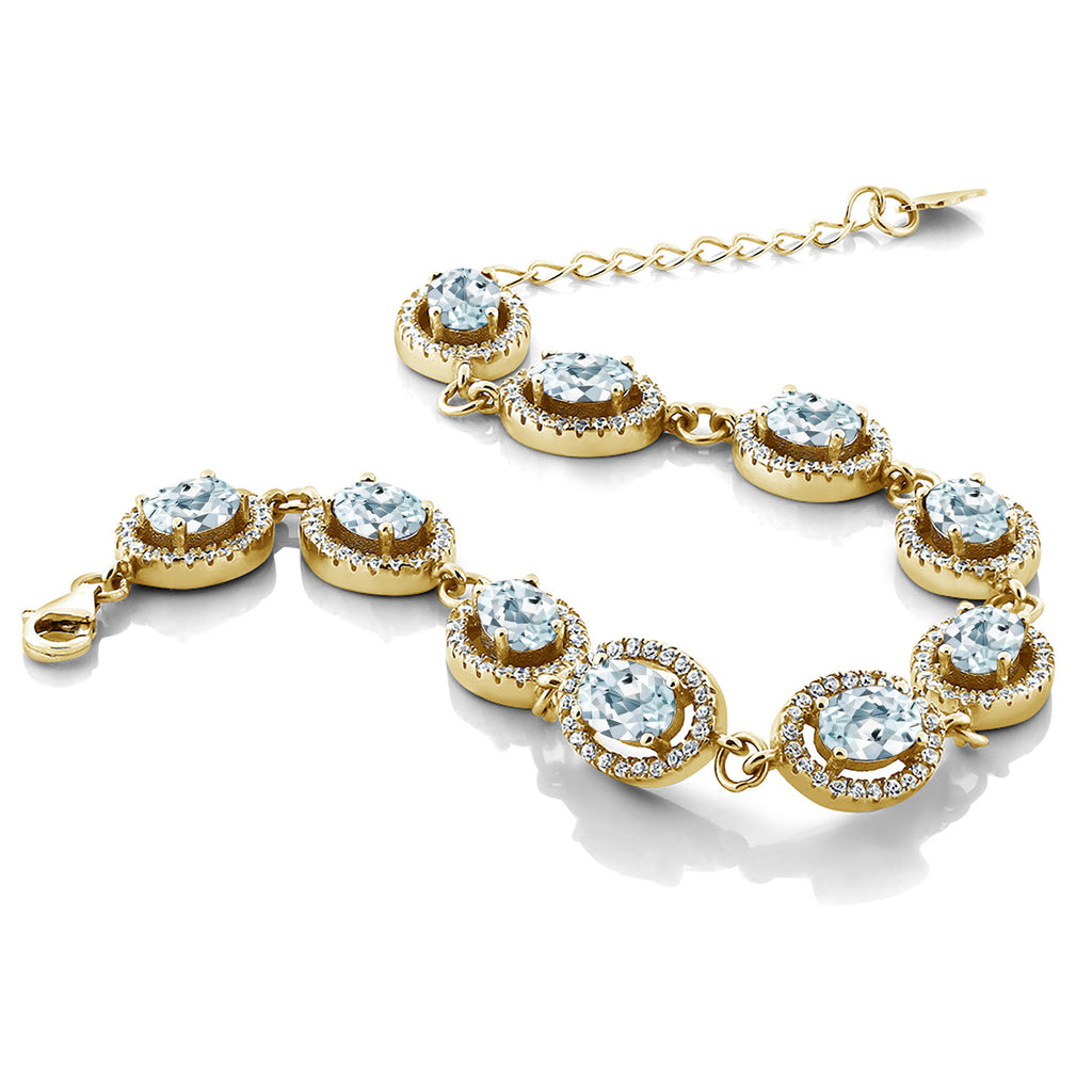 Aquamarine - March_Bracelet in 925 Yellow Gold Plated Silver