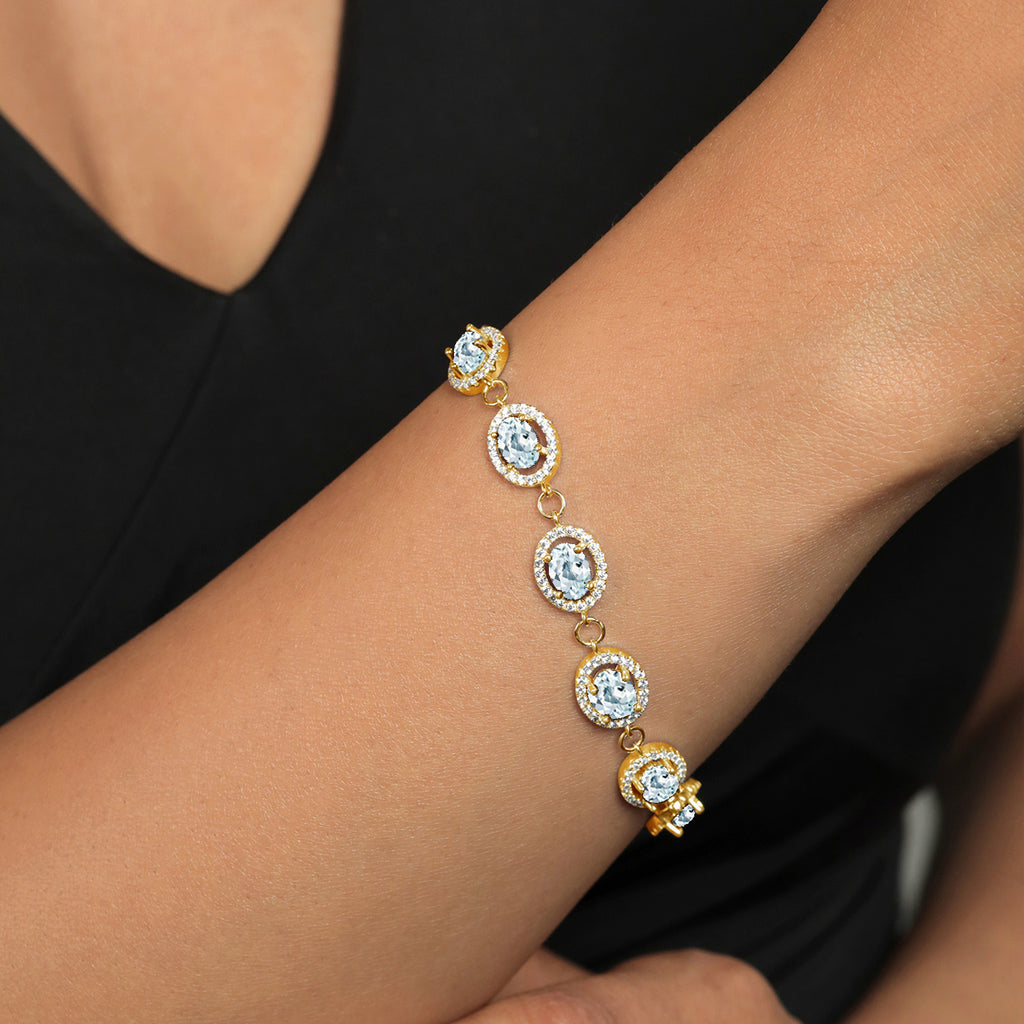 Aquamarine - March_Bracelet in 925 Yellow Gold Plated Silver