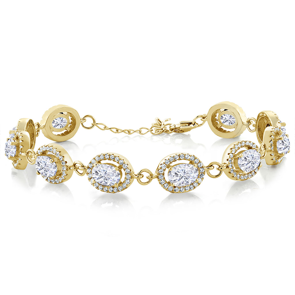 White Moissanite - April_Bracelet in 925 Yellow Gold Plated Silver