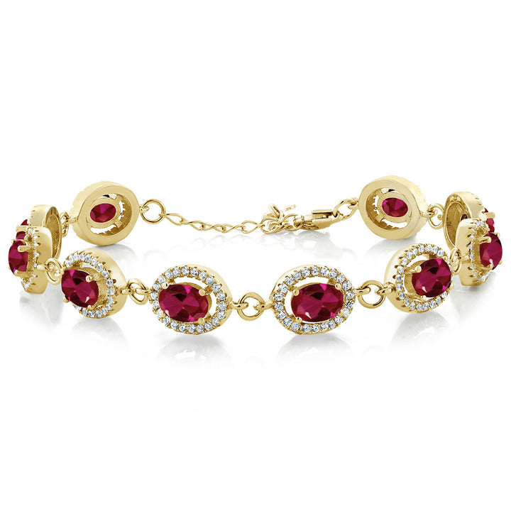 Created Ruby - July_Bracelet in 925 Yellow Gold Plated Silver