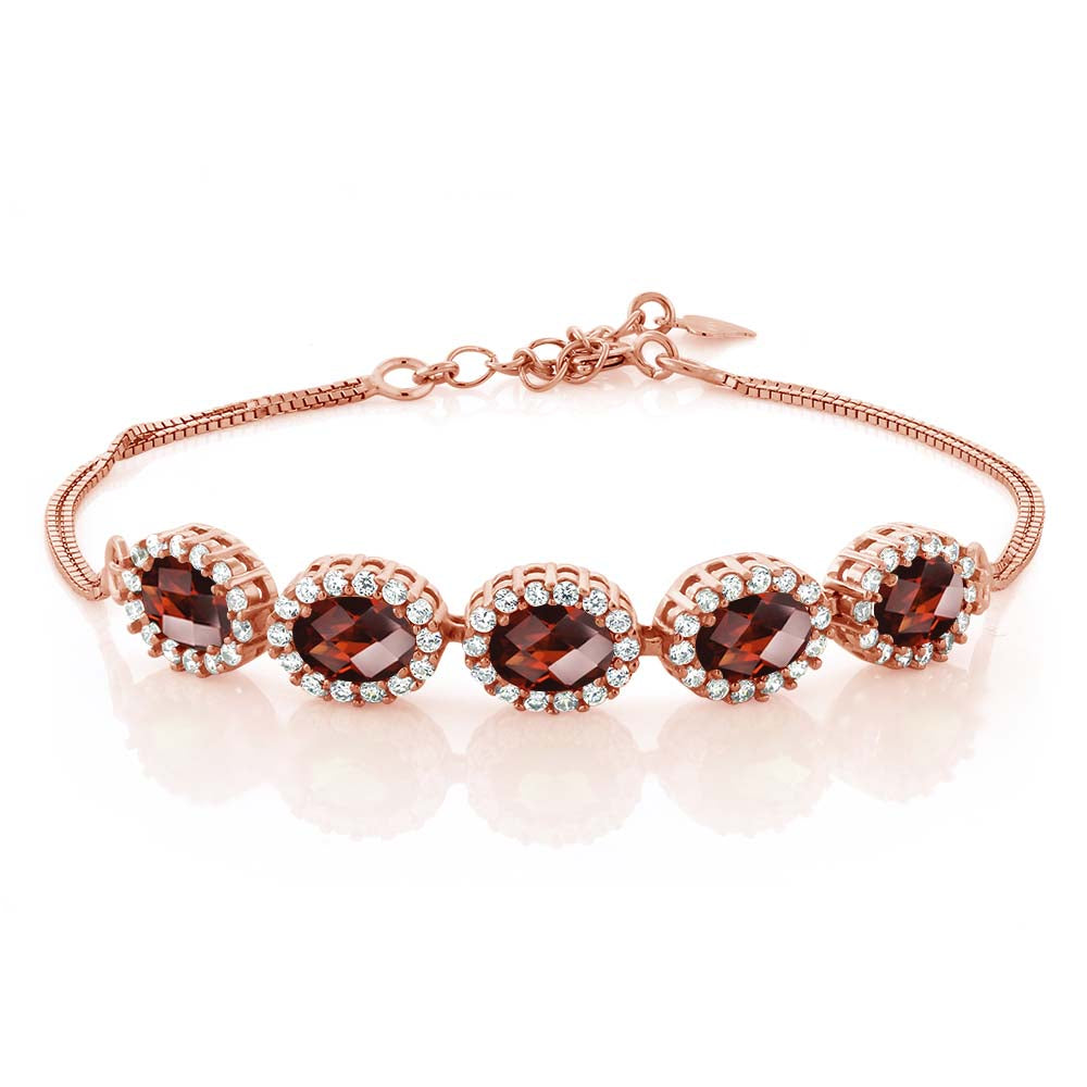 Garnet-Checkerboard - January_Bracelet in 925 Rose Gold Plated Silver