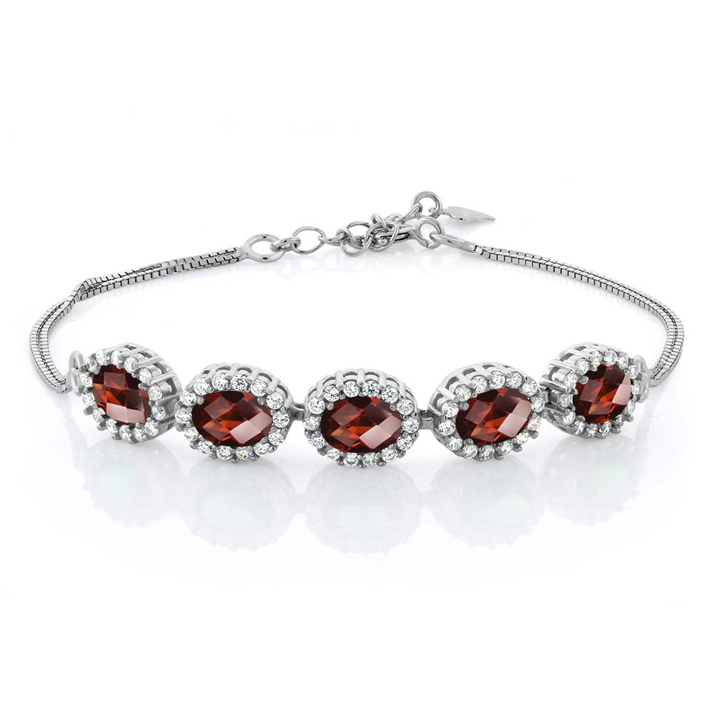 Garnet-Checkerboard - January_Bracelet in 925 Sterling Silver
