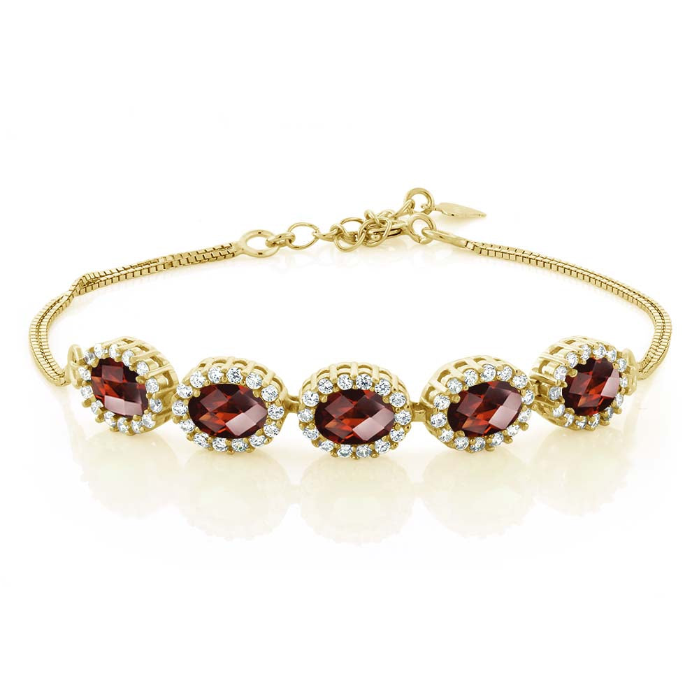 Garnet-Checkerboard - January_Bracelet in 925 Yellow Gold Plated Silver