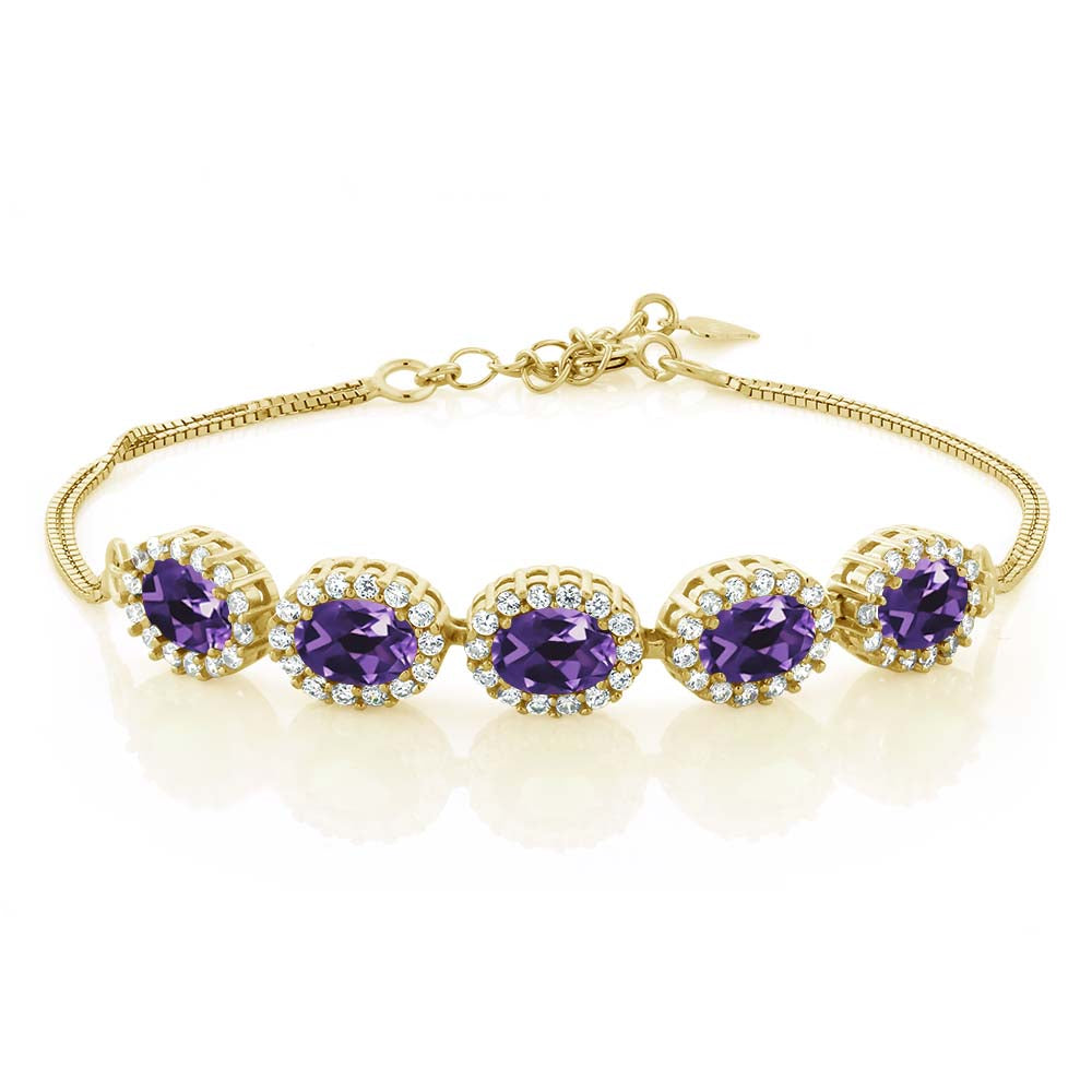 Amethyst - February_Bracelet in 925 Yellow Gold Plated Silver
