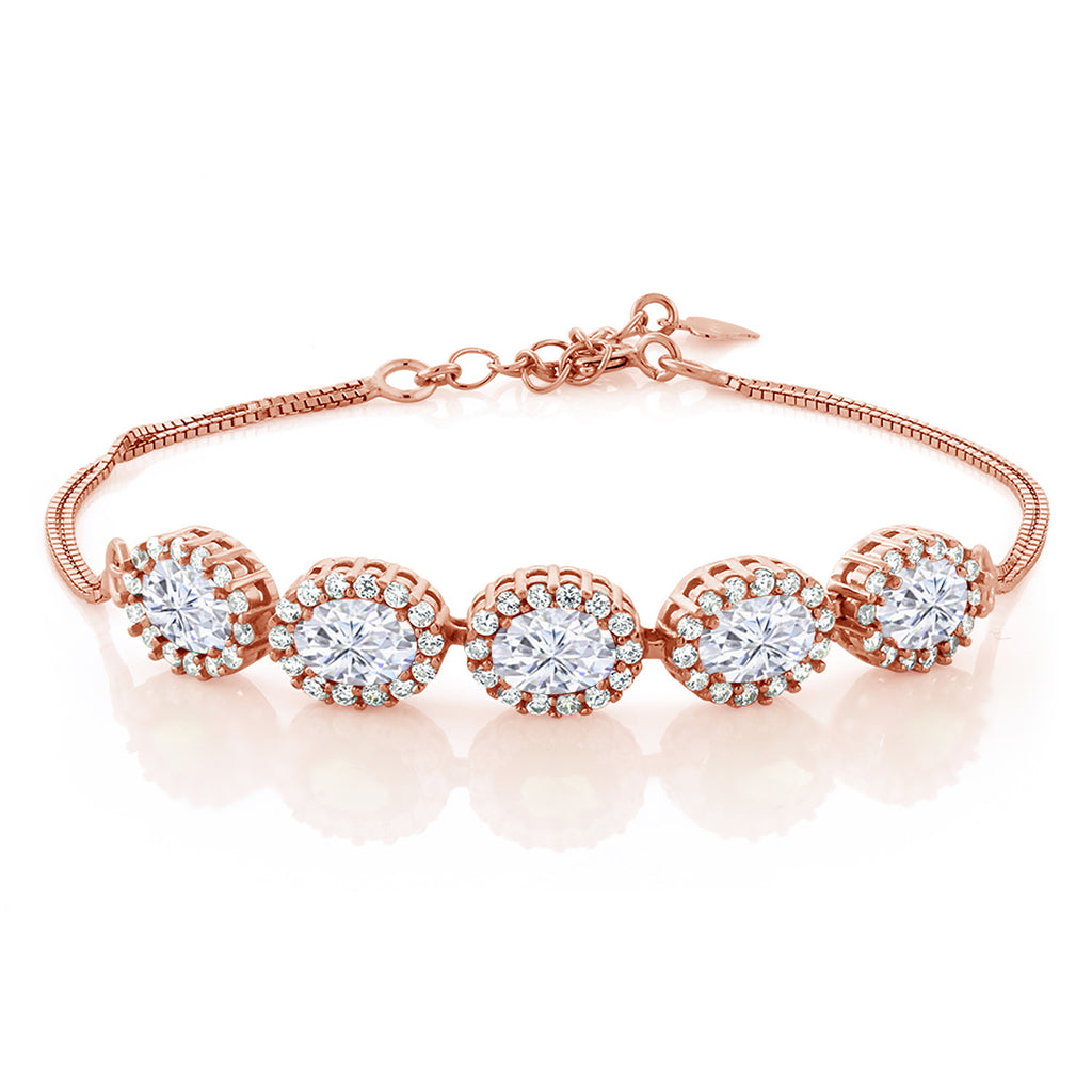 White Moissanite - April_Bracelet in 925 Rose Gold Plated Silver
