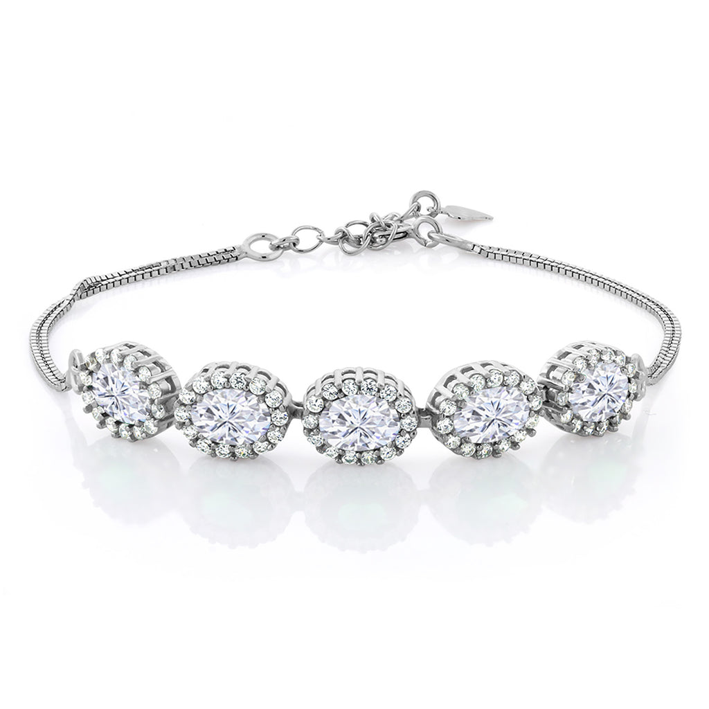 White Moissanite - April_Bracelet in 925 Sterling Silver