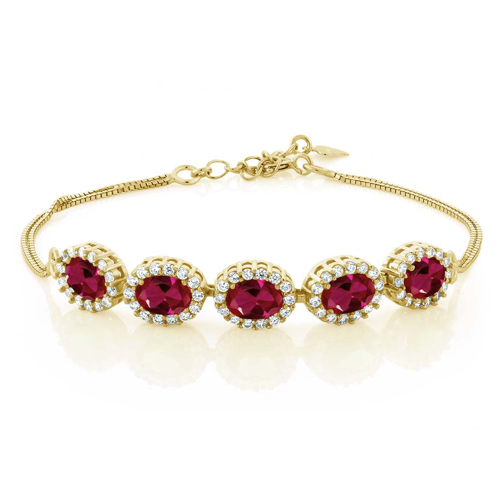 Created Ruby - July_Bracelet in 925 Yellow Gold Plated Silver