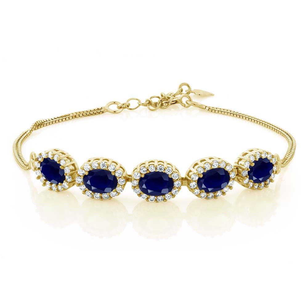 Blue Sapphire - September_Bracelet in 925 Yellow Gold Plated Silver