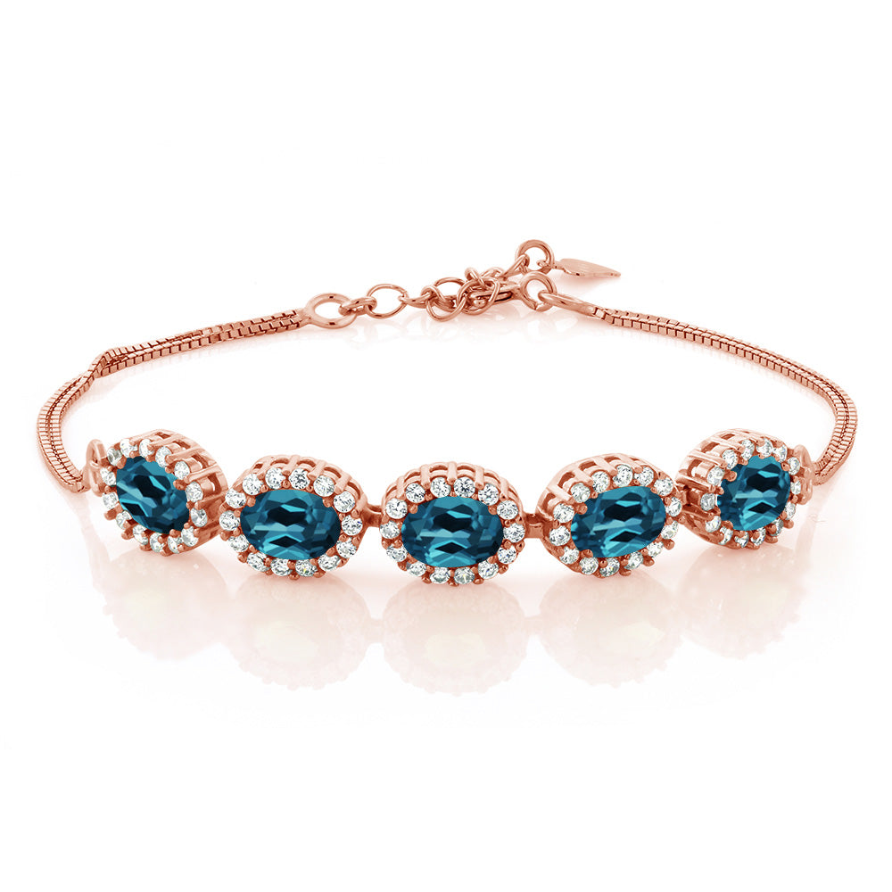 London Blue Topaz - November_Bracelet in 925 Rose Gold Plated Silver