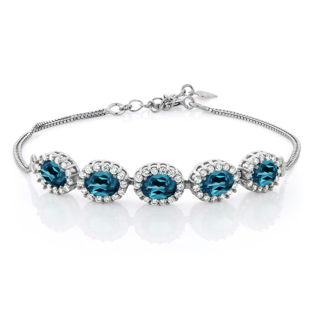 London Blue Topaz - November_Bracelet in 925 Sterling Silver