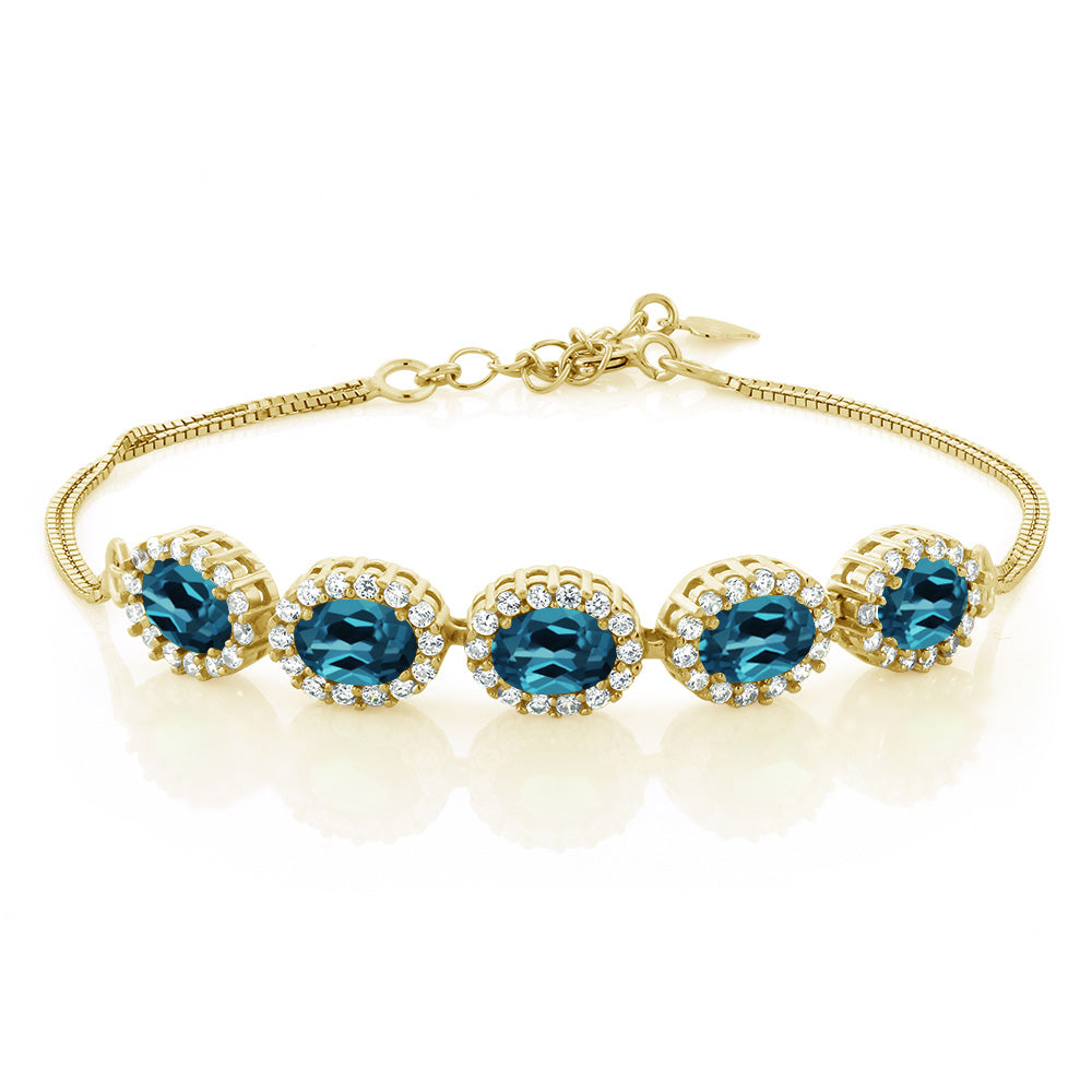 London Blue Topaz - November_Bracelet in 925 Yellow Gold Plated Silver