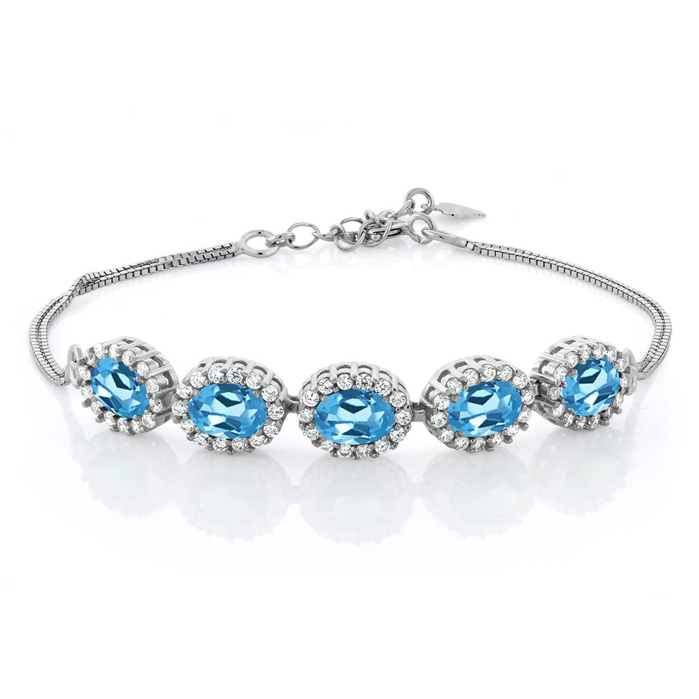 Swiss Blue Topaz - November_Bracelet in 925 Sterling Silver