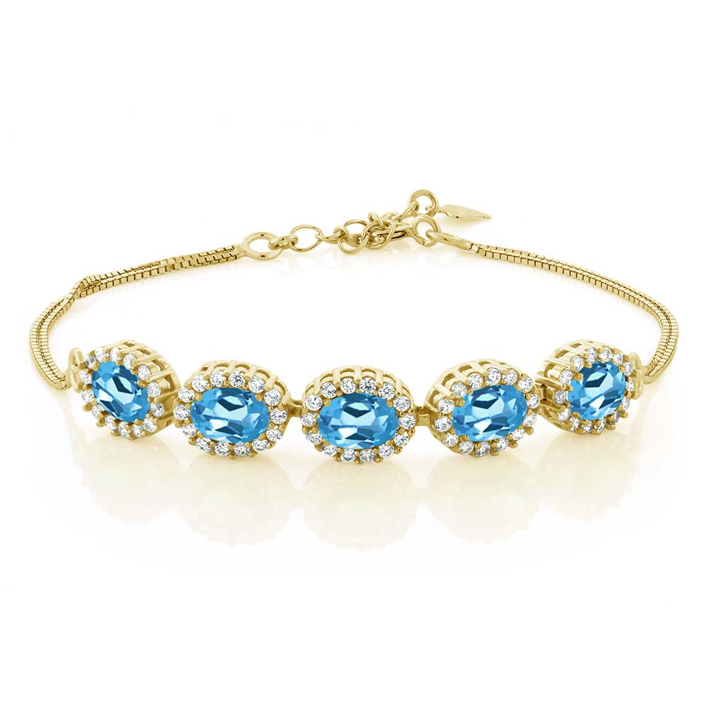 Swiss Blue Topaz - November_Bracelet in 925 Yellow Gold Plated Silver