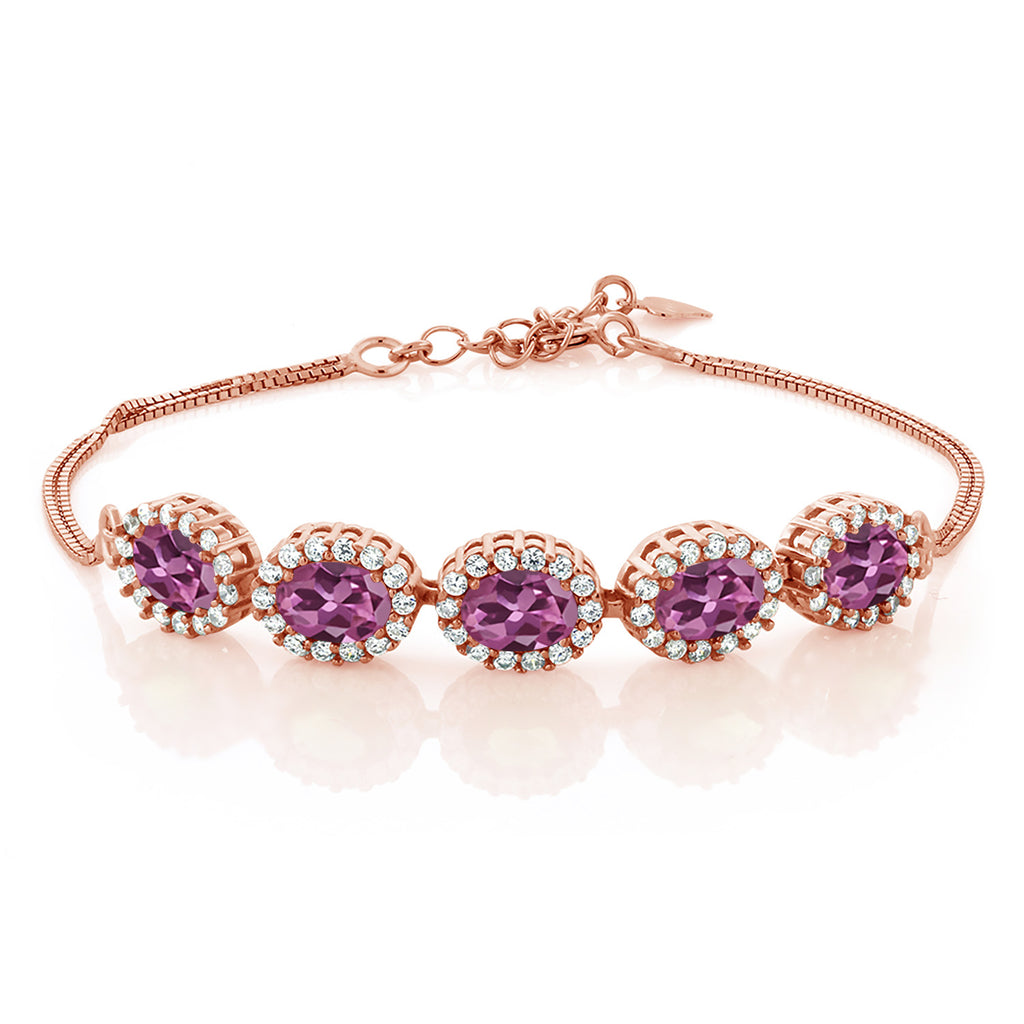 Pink Tourmaline - October_Bracelet in 925 Rose Gold Plated Silver