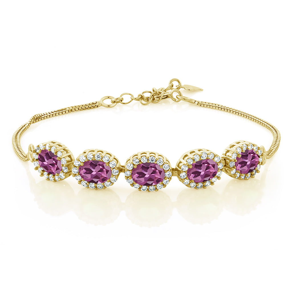 Pink Tourmaline - October_Bracelet in 925 Yellow Gold Plated Silver