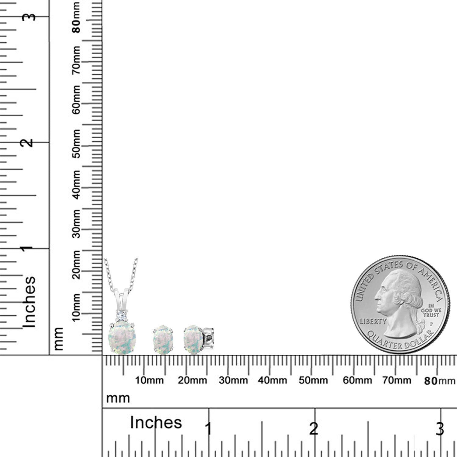 Pendant Earrings Set in 925 Sterling Silver