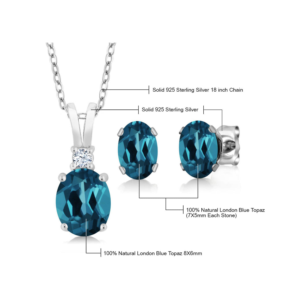 Pendant Earrings Set in 925 Sterling Silver