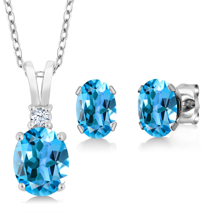 Pendant Earrings Set in 925 Sterling Silver